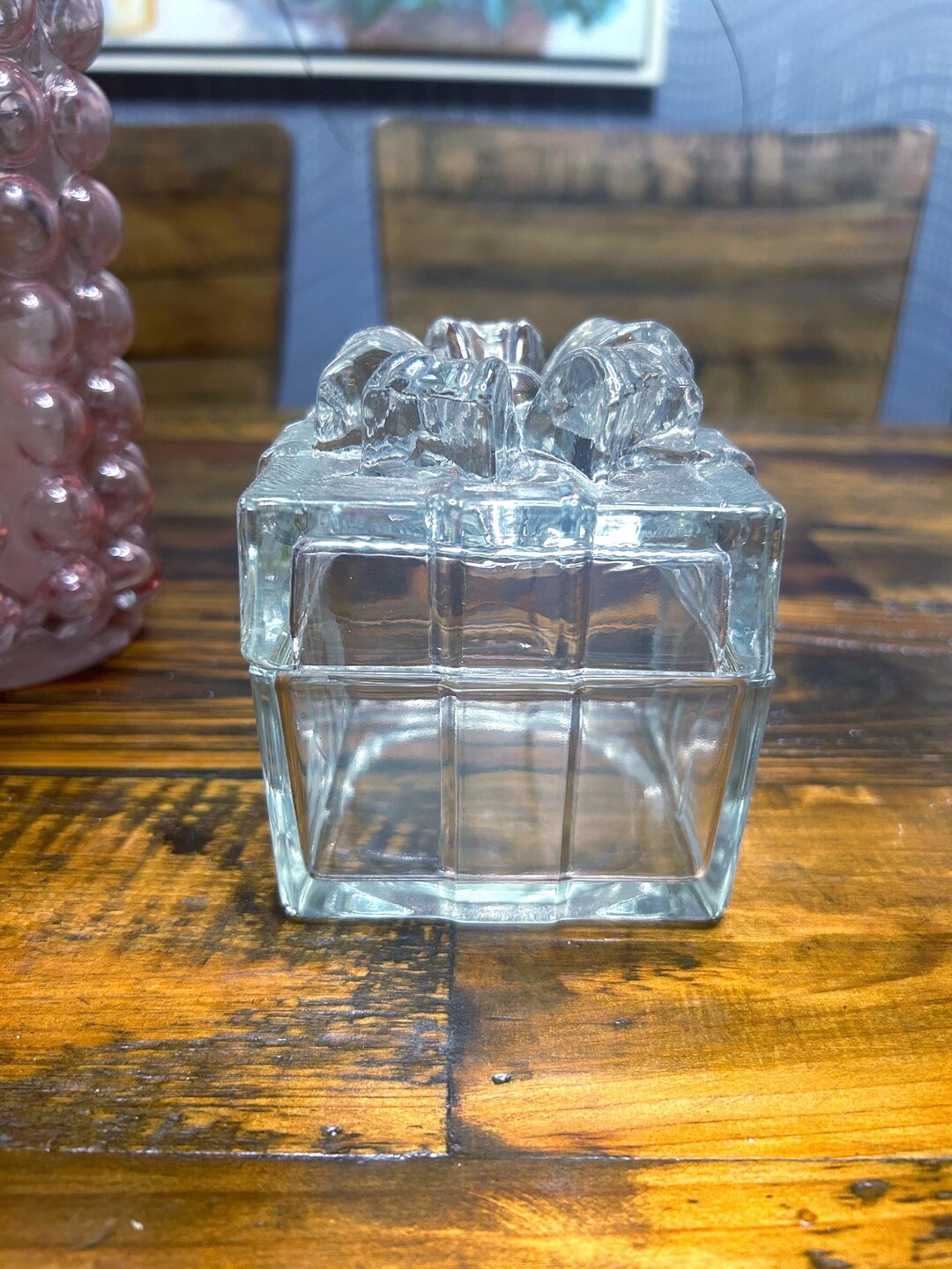 Vintage Clear Square Glass Box W/ Glass Bow on Top~ 3.5” - Etsy Australia