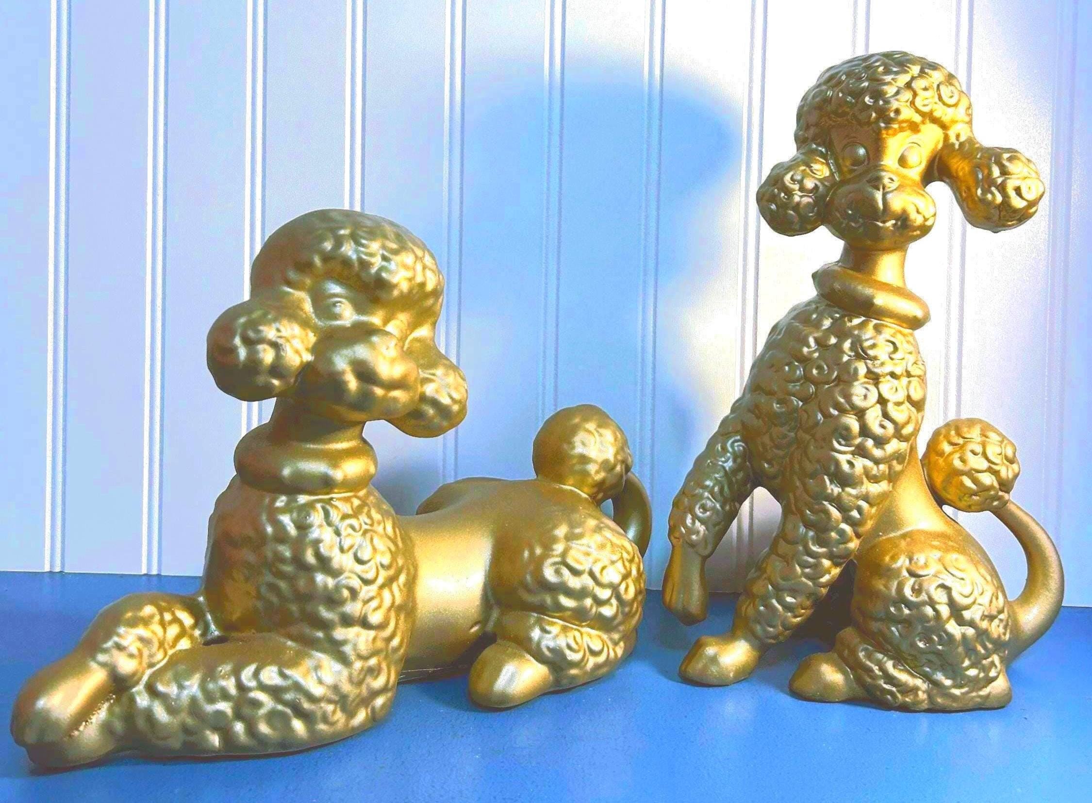 1970年代のヴィンテージゴールデンプードルのフィギュア - 2体セット