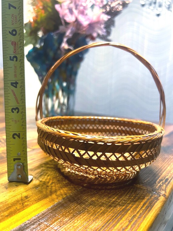 ヴィンテージ籐製バスケット（ハンドル付き）約6インチ（小） - Etsy 日本