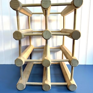 Vintage Wood Wine Rack~  holds 8 Bottles