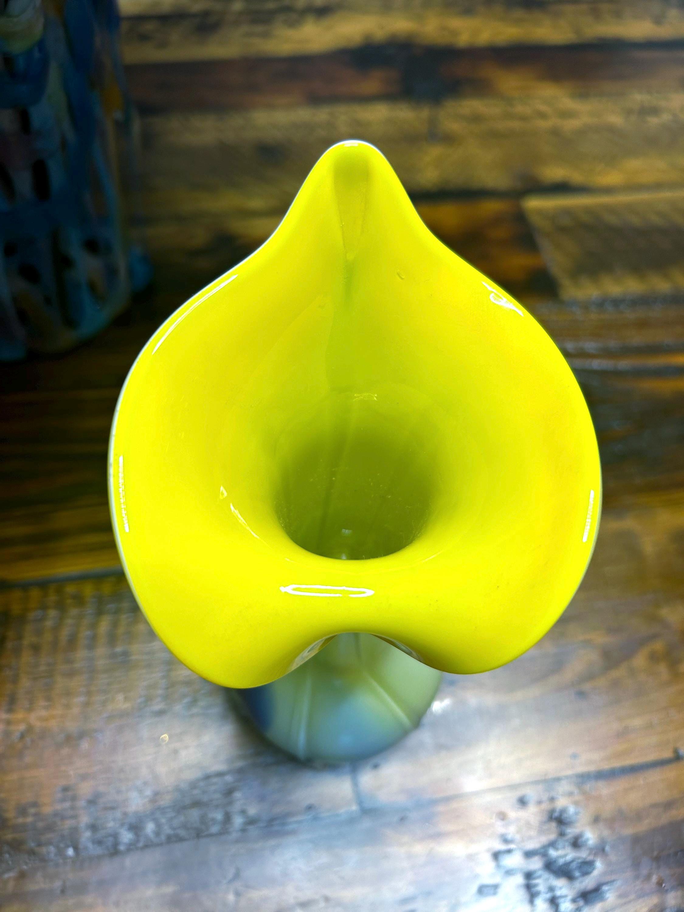 Vintage Handblown Yellow & Blue Murano Cala Lilli Vase ~ 8” - Etsy UK