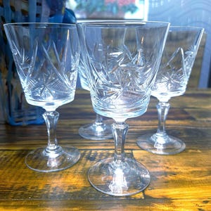 Vintage Pinwheel Crystal Wine Barware Glasses ~ set of 4