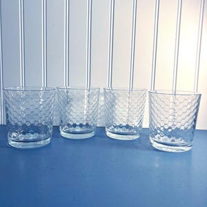 Vintage Honeycomb Lowball Glass Tumblers~ set of 4