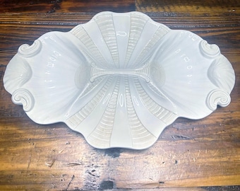 Vintage Lenox 4~Part Serving Tray, Shell Shaped Relish Dish in Ivory ~ 17.5”