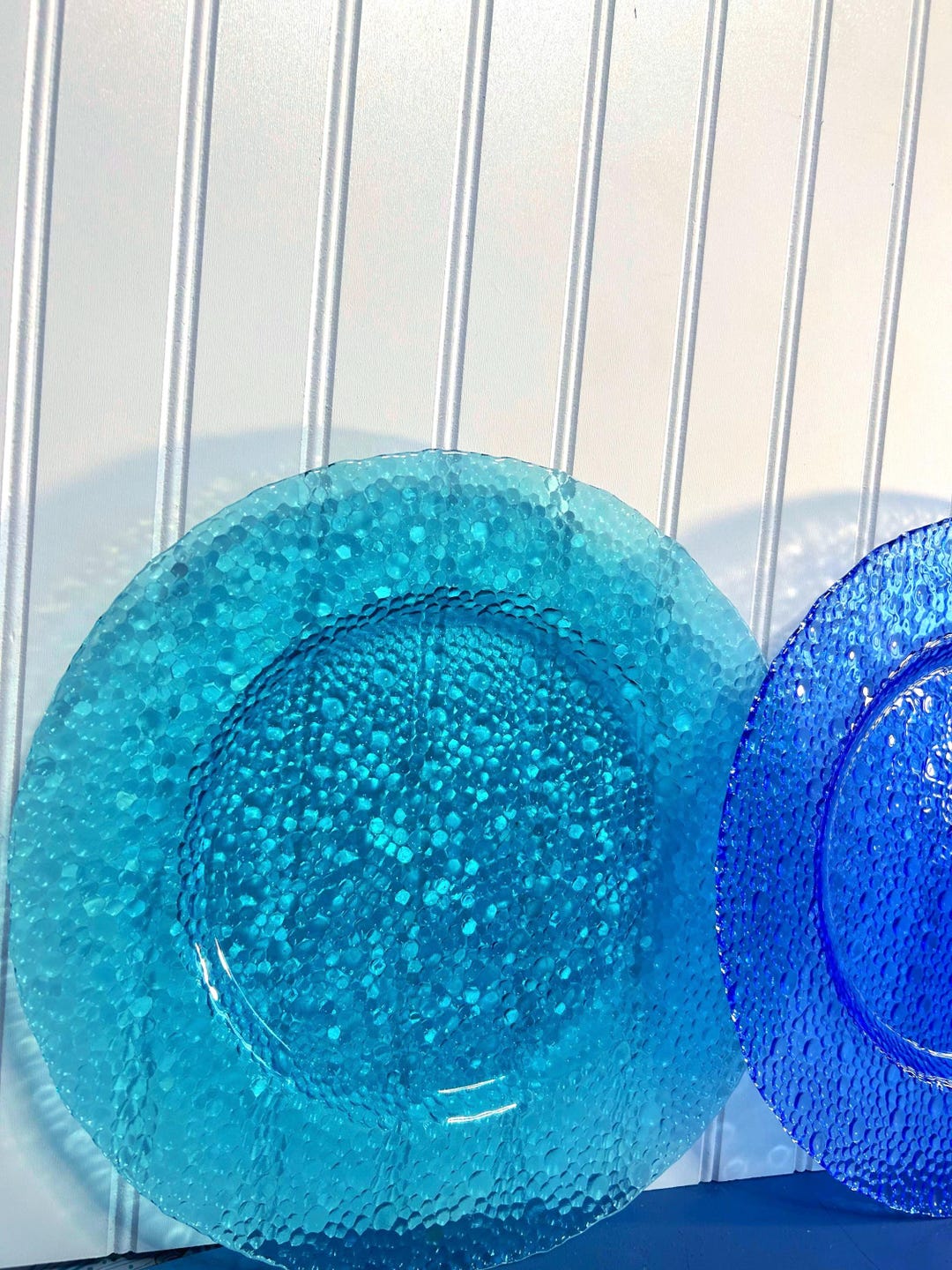 Vintage Cobalt Blue & Teal Bubble Plates ~ 12.5” - Etsy