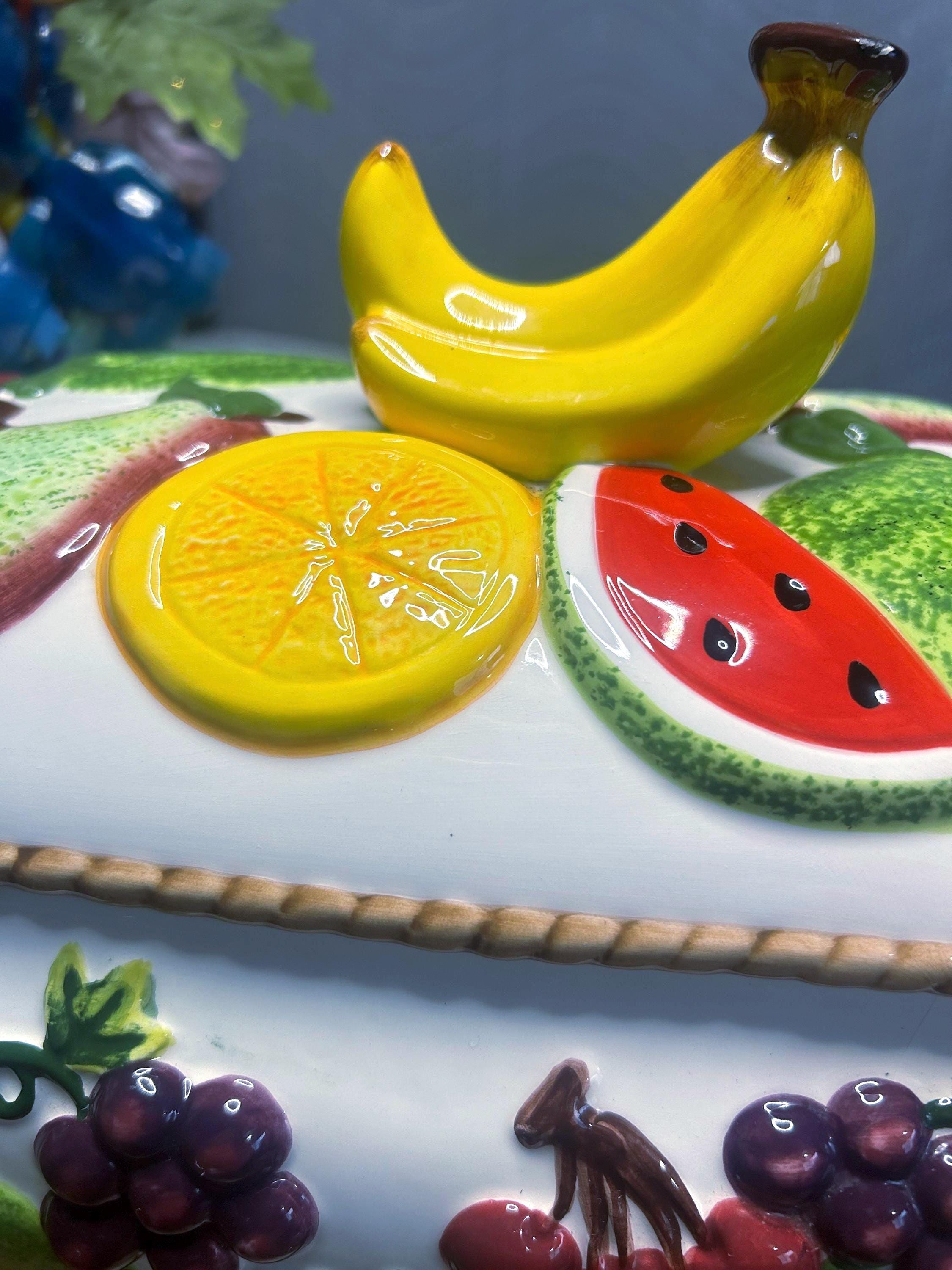 Vintage Fruit Paradise Cookie/ Bread Jar, Bananas, Lemon