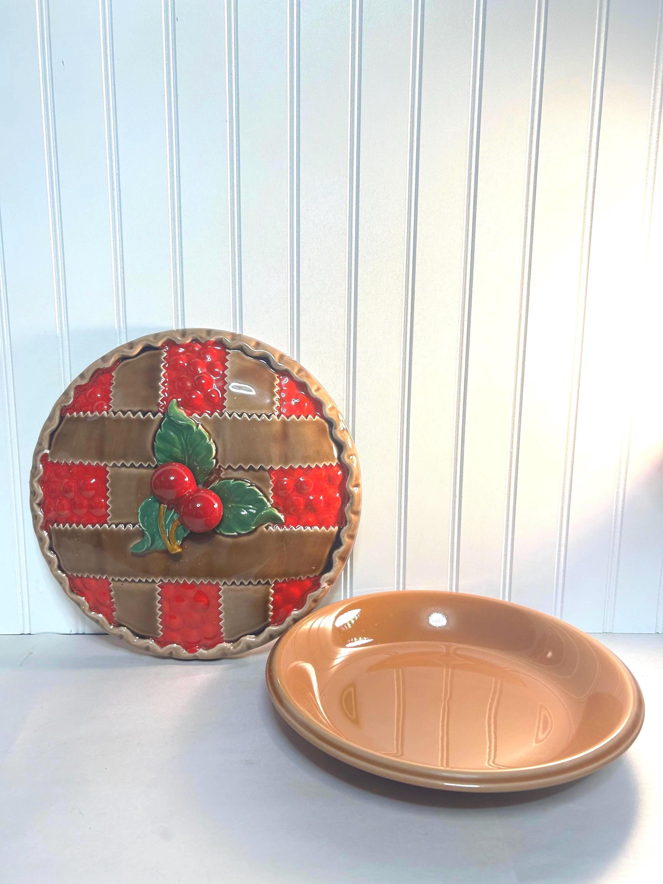 ヴィンテージ 1950年代 陶器製 チェリーパイ皿 蓋付き - 日本製 - 11.5