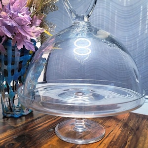 Vintage doorzichtig taartbord, hartvormig handvat