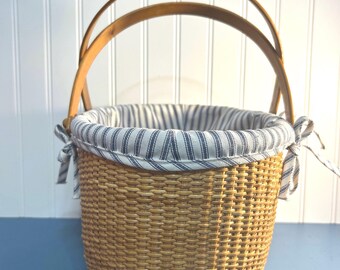 【新品未使用】ナンタケットバスケット ヴィンテージ ナンタケット バスケット 12インチ x 9インチ ストライプ