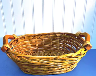 ヴィンテージ ウィッカー オーバル バスケット ハンドル付き - Etsy 日本