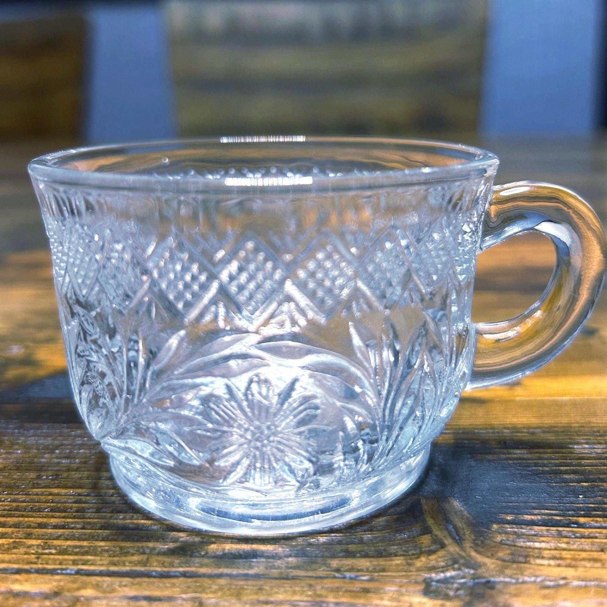 Vintage Floral Cut Crystal Punch Bowl Set: 15-piece Serving