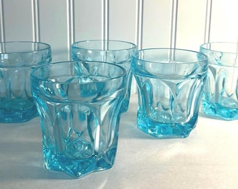 Vintage Turquoise Lowball on The Rocks Glasses ~ set of ~ (5)