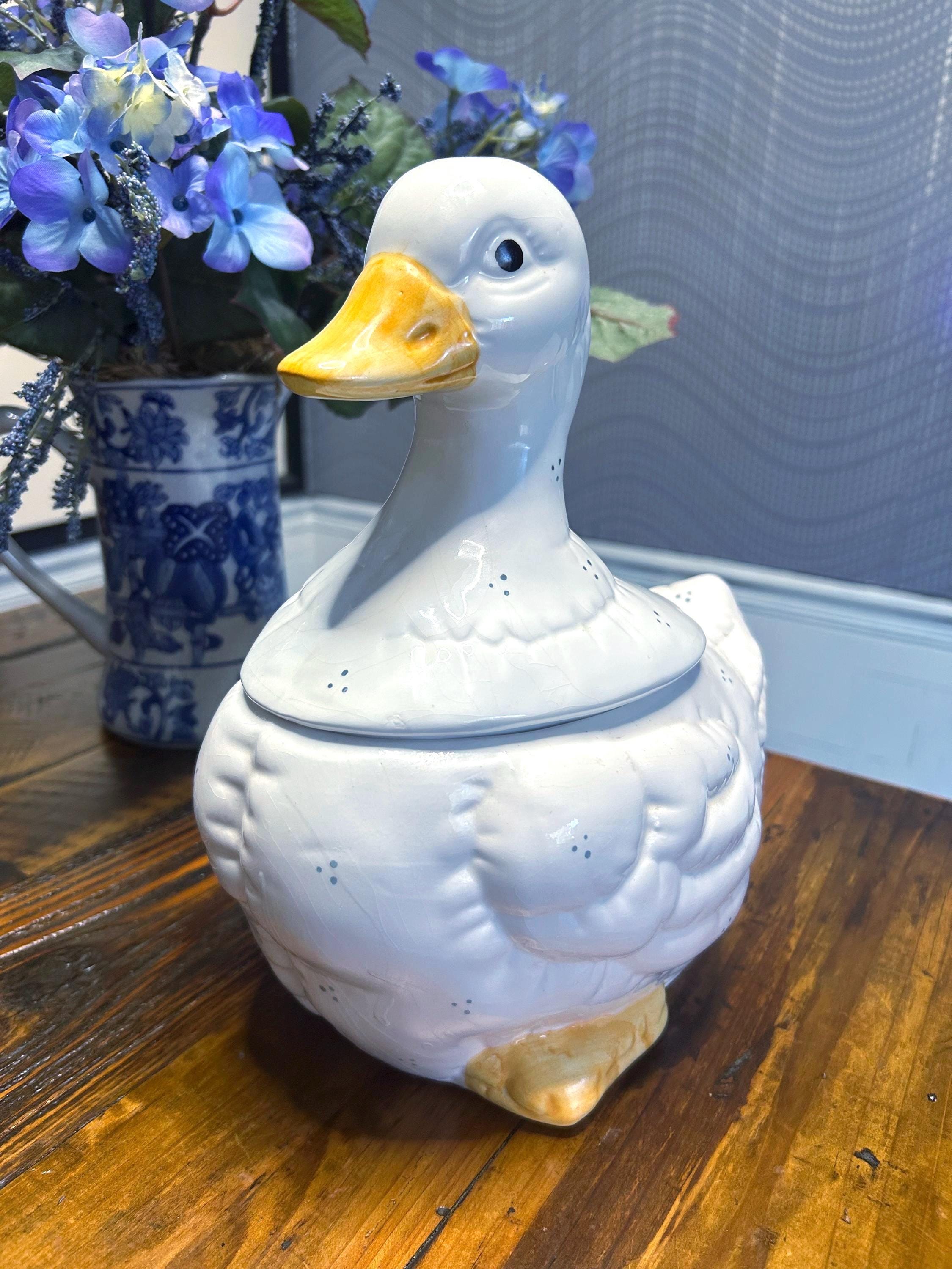 Vintage Ceramic Duck Cookie Jar, Goose W/lid (medium) Made in