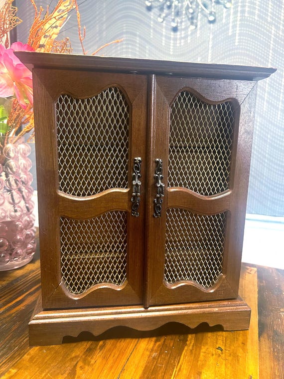 Vintage Solid Wood Jewelry Box, Armoire ~ (Med-Larg)