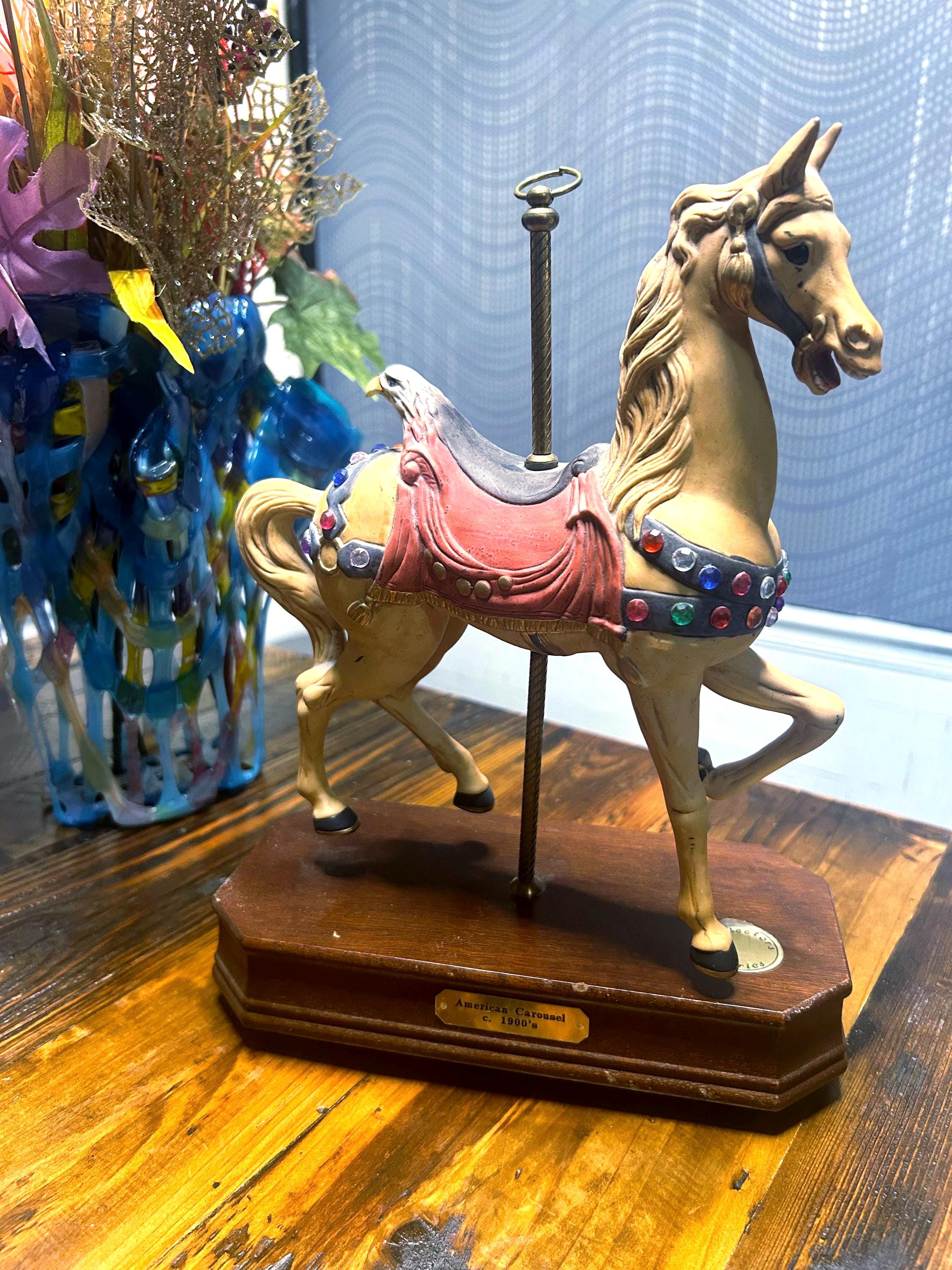 ヴィンテージ 1988年製 馬型回転木馬オルゴール（吊り下げフック付き