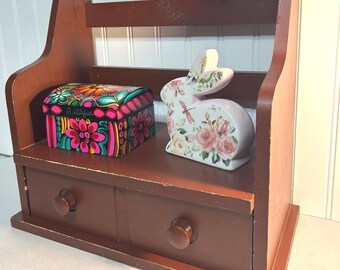 ヴィンテージ木製ラック（下段引き出し付き）～13.5インチ×14.25インチ