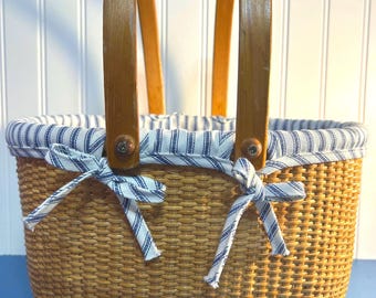 アンティーク　バスケット　アメリカ ヴィンテージ ナンタケット バスケット 12インチ x 9インチ