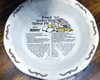 Plato para tarta de queso Watkins de cerámica vintage de 1983, estilo campestre francés, 26 cm