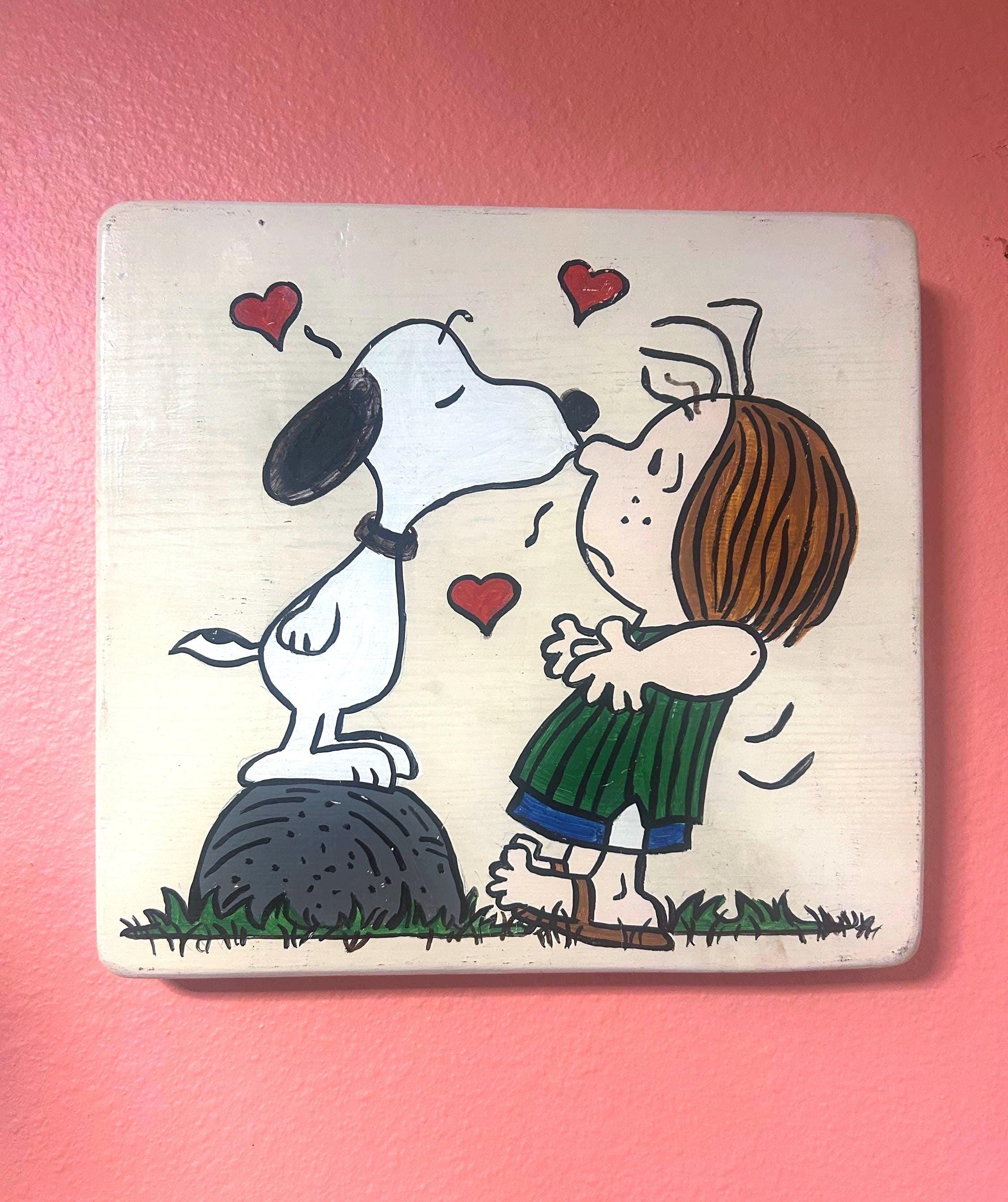 Vintage “peanuts” Snoopy and Peppermint Patty Wall Hanging, Wood