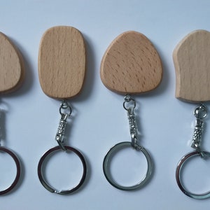 Porte-clés en bois vierges, porte-clés bricolage, porte-clés en bois massif, porte-clés en bois rond, porte-clés en bois carré ,souvenir