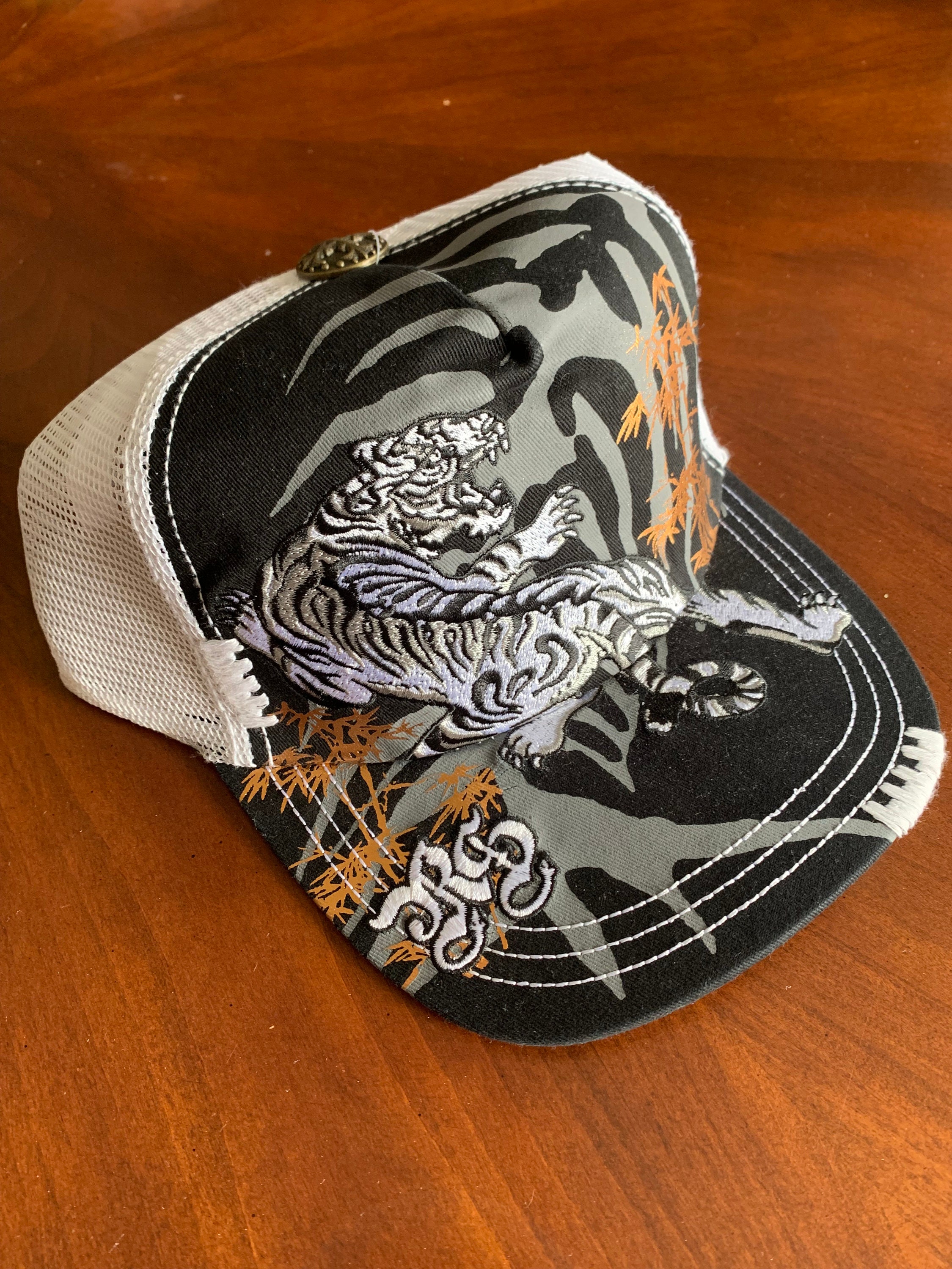 Ed Hardy Tiger Hat Ed Hardy Trucker Hat Embroidered Tattoo Tiger Head Black  main image 2