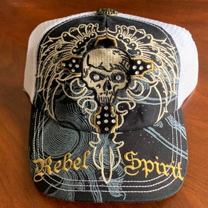 Ed Hardy “Bumblebee” Crystal Embellished Trucker Cap Hat Ed Hardy Adjustable Hats for Men for sale | eBay main image 4