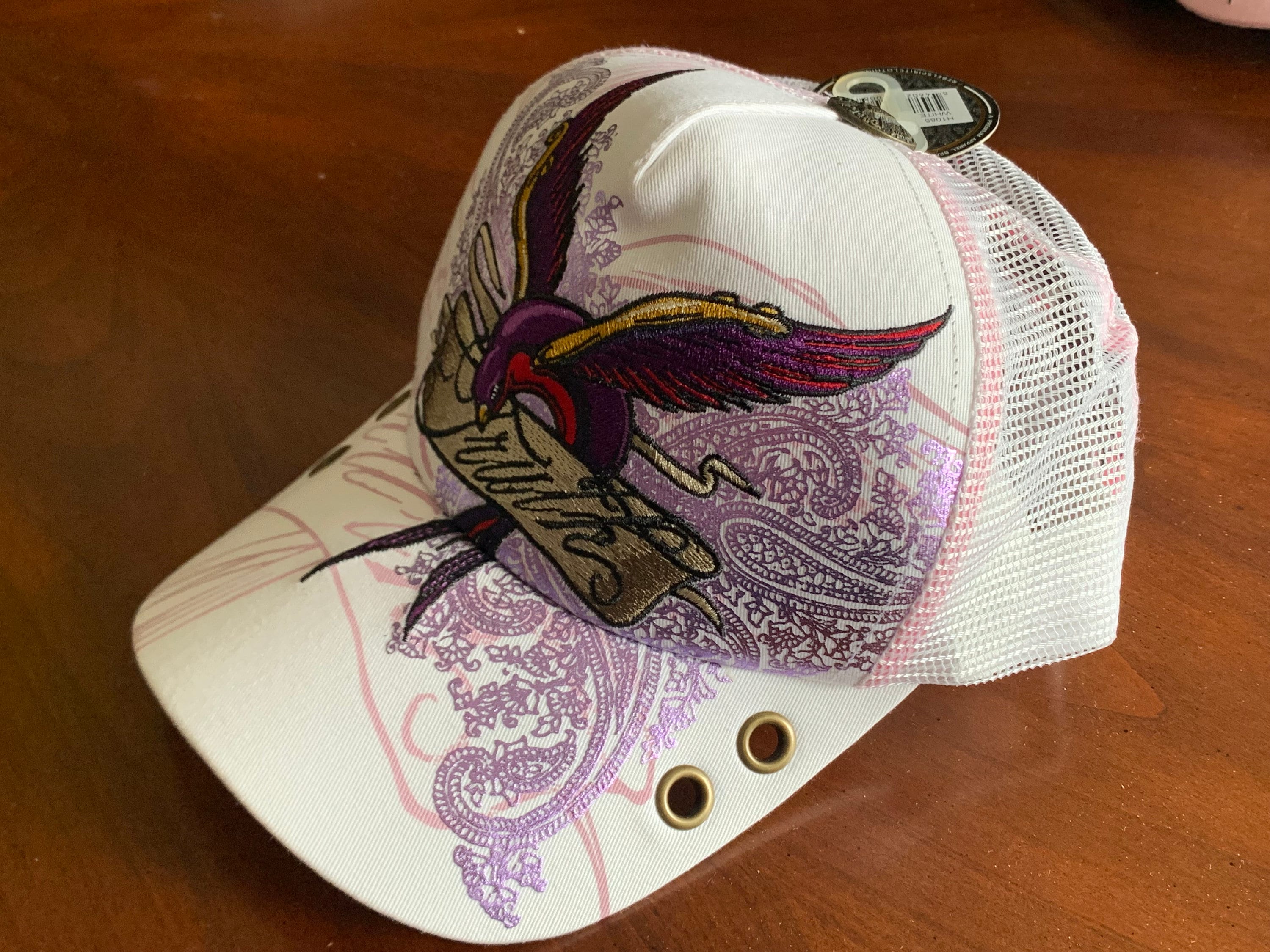 Ed Hardy 刺繍キャップ パープルスネークレアモデル ED HARDY FLORAL TIGER TRUCKER HAT – AKIRA