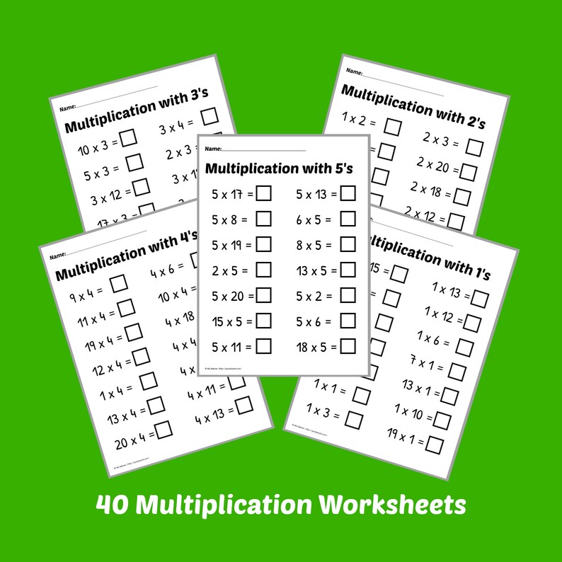 Math Worksheets - Instant Download - Printable - Multiplication ...