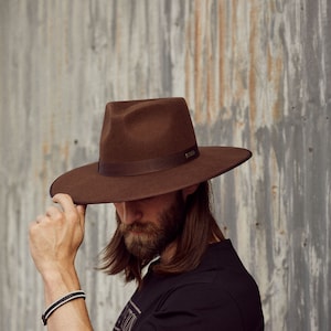 Fedora, Flat Brim Hat, Wide Brim Hat, Mens Fedora, Womens Fedora, Stylish Hat, Cowboy Hat, Wool Hat, Brown Fedora, Tan Fedora, Rancher Hat
