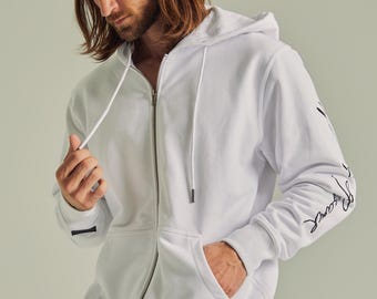 Worn & Haggard Signature Unisex Zip-Up Hoodie - Oversized Cotton Hoodie - Music Inspired Sweatshirt