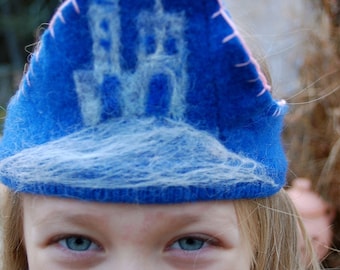 Up-cycled Wool Castle Crown- Made to order- ships free