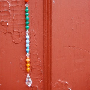 Swarovski Rainbow Beaded Suncatcher with Teardrop Prism image 1