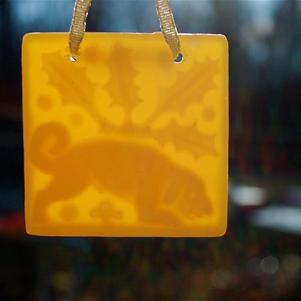 Natural beeswax dog ornament or suncatcher