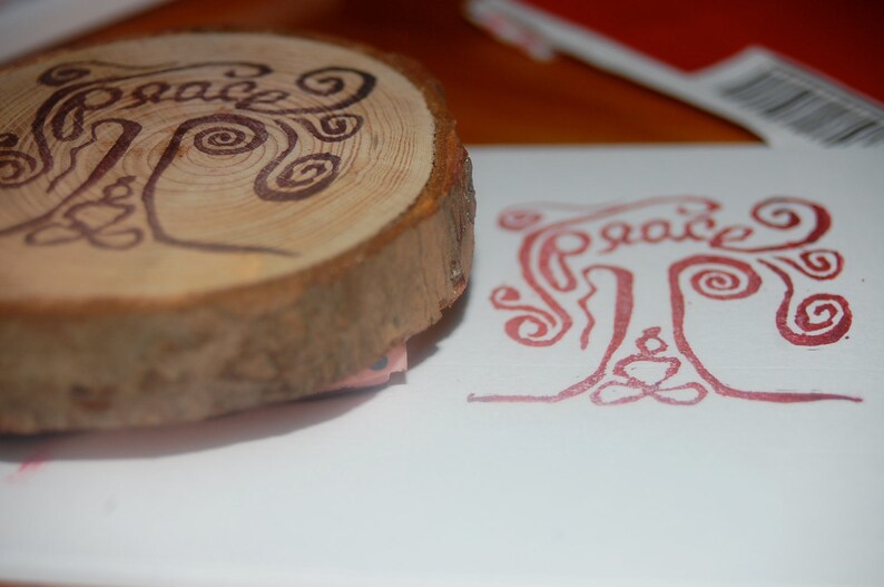 Siddhartha under the Bodhi tree hand carved peace stamp image 1