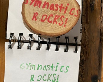 Gymnastics Rocks!  hand carved, mounted rubber stamp