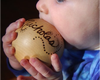 The Original Personalized Heirloom Wooden Baby Ball Toy - new baby gift