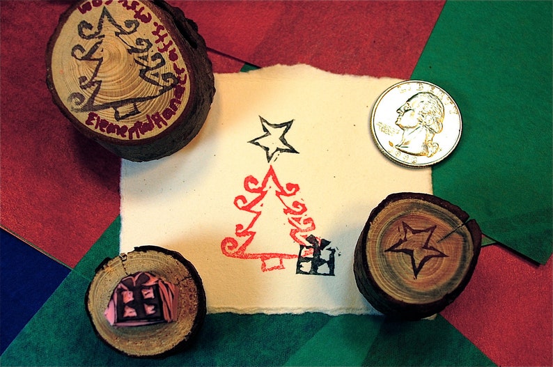 Mini Folk Christmas Tree Stamp kit image 1