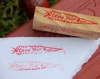 Grow Your Own carrot mounted stamp