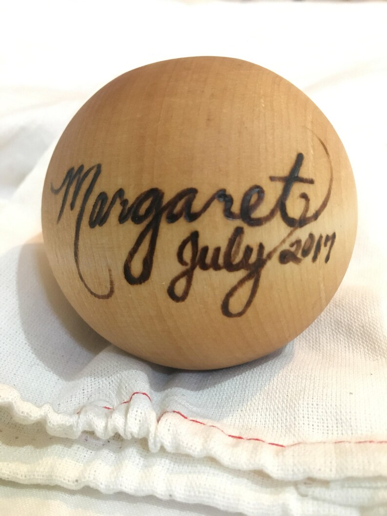 The Original Personalized Heirloom Wooden Baby Ball Toy Margaret July 2017 image 4