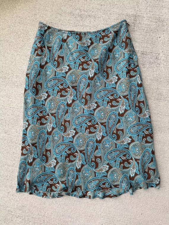 vintage y2k early 2000s paisley print skirt
