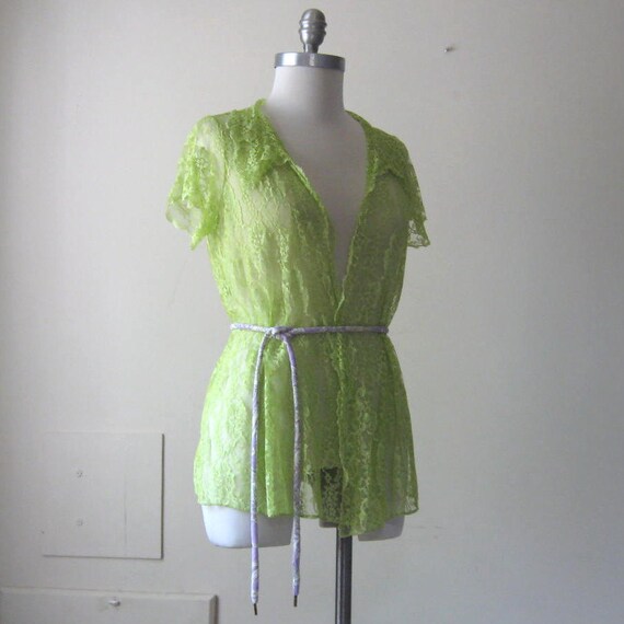 Items similar to SALE Lace Jacket Swimsuit Cover Up Lime Green Lace Top ...
