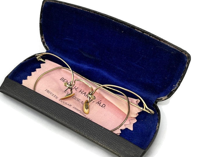 Late 1800s Wireframe Reading Spectacles, Gold Plated Small Antique ...
