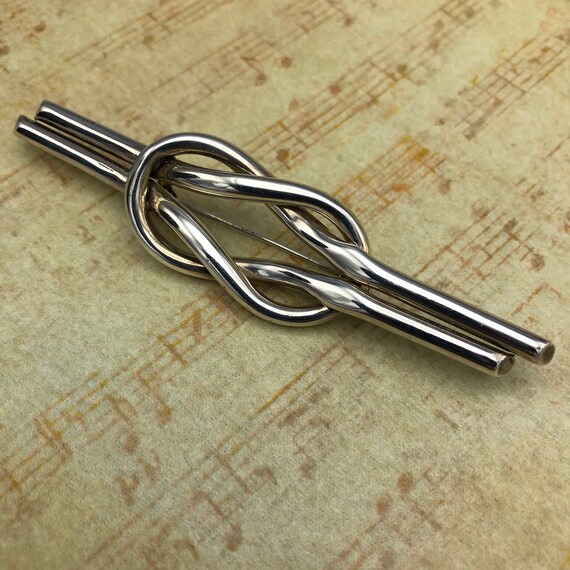 Infinity Knot Brooch Vtg Sterling Silver Linked L… - image 3