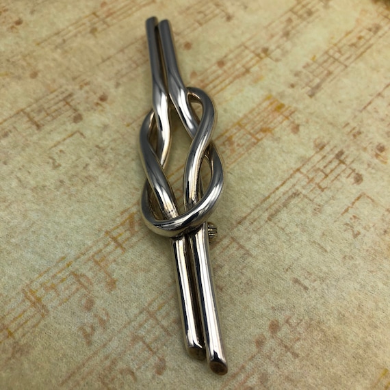 Infinity Knot Brooch Vtg Sterling Silver Linked L… - image 5