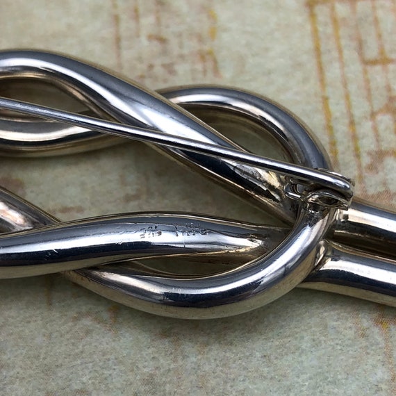 Infinity Knot Brooch Vtg Sterling Silver Linked L… - image 7