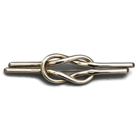 Infinity Knot Brooch Vtg Sterling Silver Linked L… - image 1