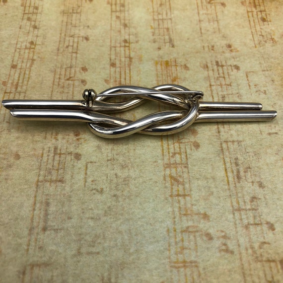 Infinity Knot Brooch Vtg Sterling Silver Linked L… - image 6