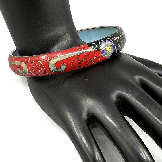 Chinese Export Cloisonné Bangle Floral Scroll Mot… - image 1