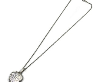 Sterling Silver Heart Locket Ribbed on 16" Sterling Chain