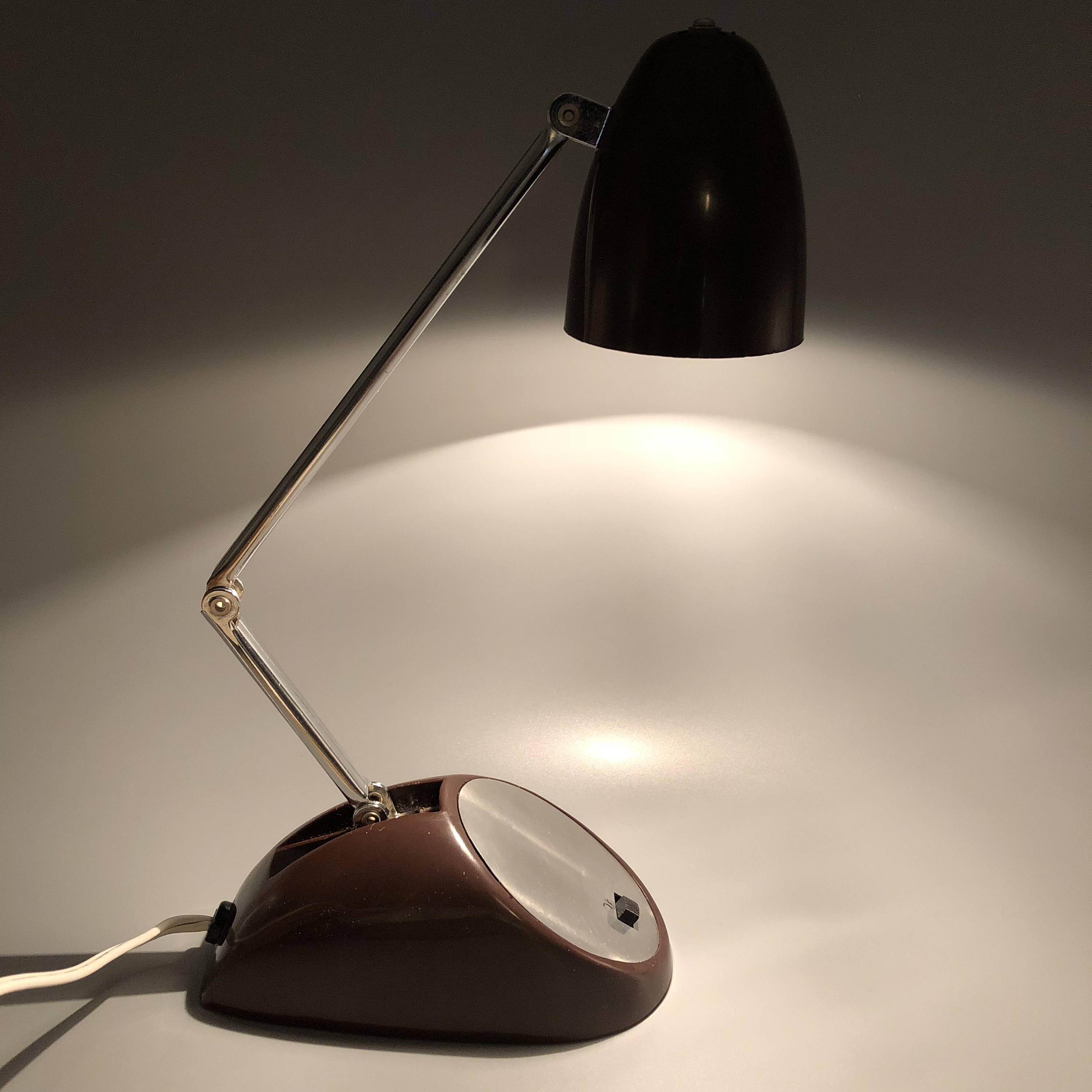 Retro Folding Desk Lamp Bullet Shape Brown Japan Vintage 60s 70s